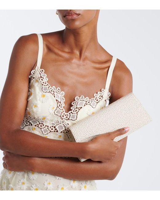 Elie Saab Natural The Midnight Embellished Suede Clutch