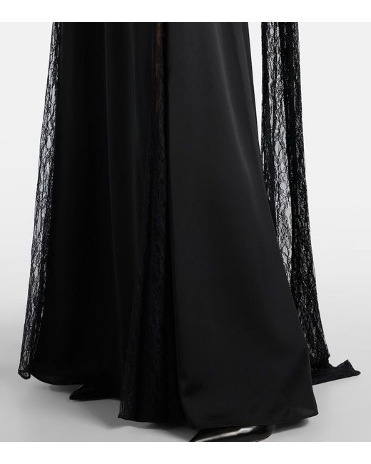The New Arrivals Ilkyaz Ozel Black Paige Satin And Lace Gown