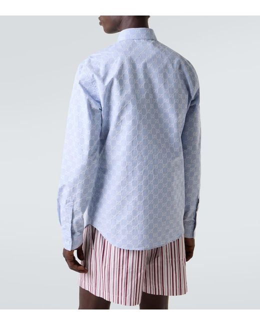 Gucci Hemd Gg Aus Baumwolle Und Seide in Blue für Herren