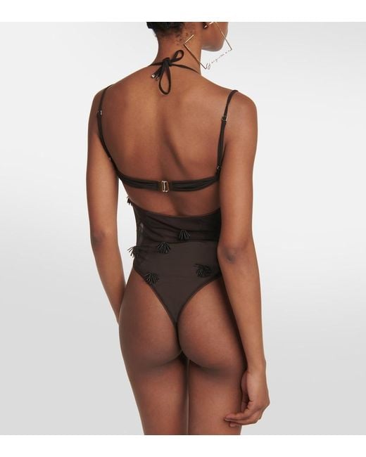 Jacquemus Brown Applique Mesh Bodysuit