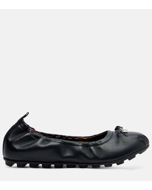 Hogan Black Olympia Leather Ballerina Flats