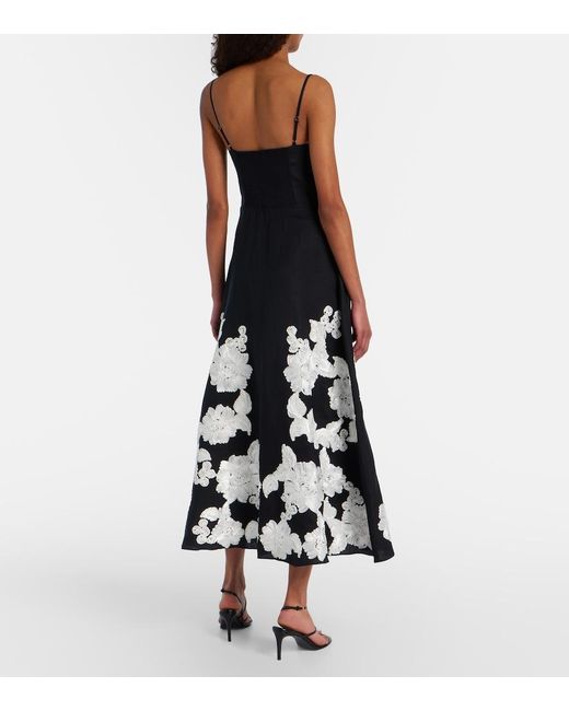 Jonathan Simkhai Black Annabella Linen-Blend Midi Dress