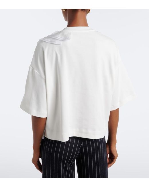 Max Mara White Floral-Applique Cotton Jersey T-Shirt