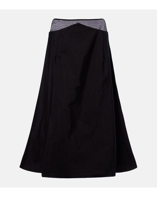 The Row Black Irella Cotton Poplin Midi Skirt
