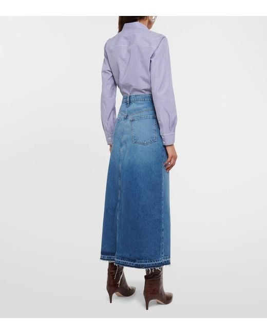 FRAME Blue The Midaxi Denim Midi Skirt