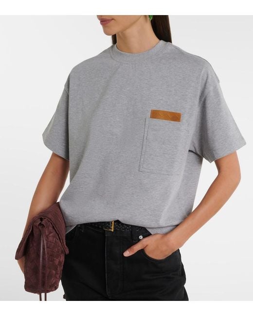 Bottega Veneta Gray Intrecciato Cotton-Blend Jersey T-Shirt