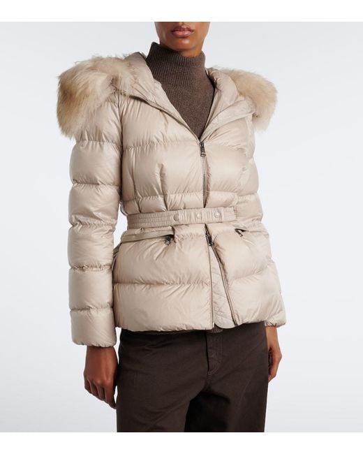 Moncler Natural Boed Shearling-Trimmed Down Jacket