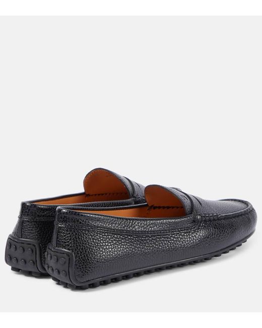 Tod's Gray City Gommino Leather Moccasins