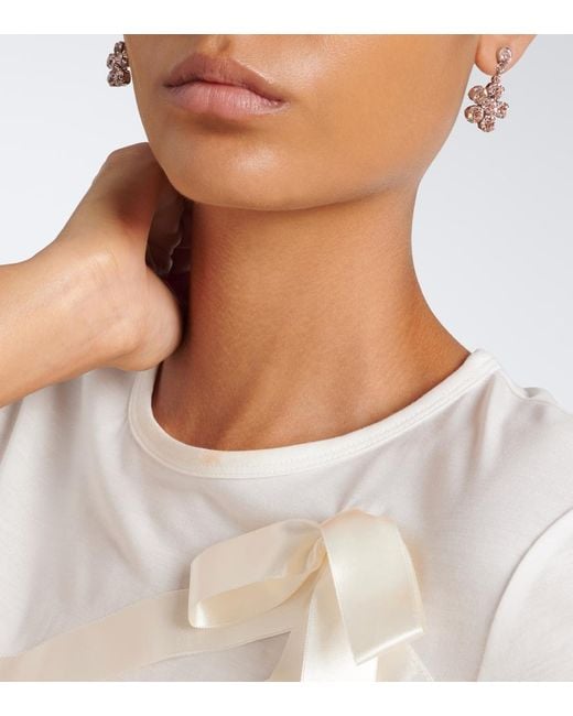 Simone Rocha White Ohrhaenger Mit Kristallen