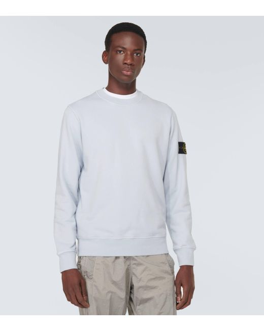 Stone Island White Compass Cotton Fleece Sweatshirt for men