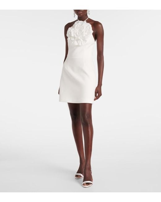 Rebecca Vallance White Odetta Floral-Applique Halterneck Minidress