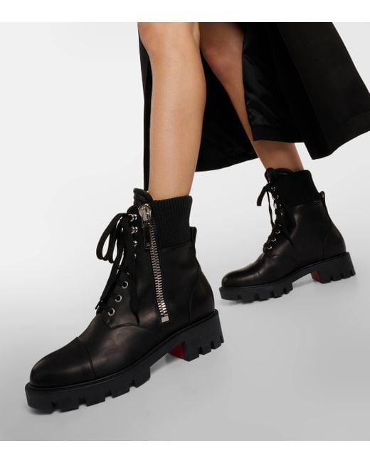 Christian Louboutin Black En Hiver Lug Leather Boots