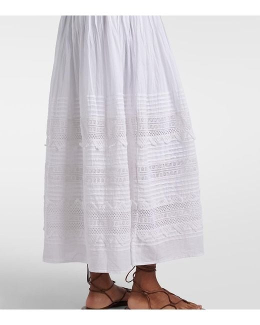 Polo Ralph Lauren White Lace-Trimmed Cotton-Blend Maxi Dress