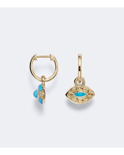 SHAY Blue Riviera Petite 18Kt Huggie Earrings With Turquoises And Diamonds