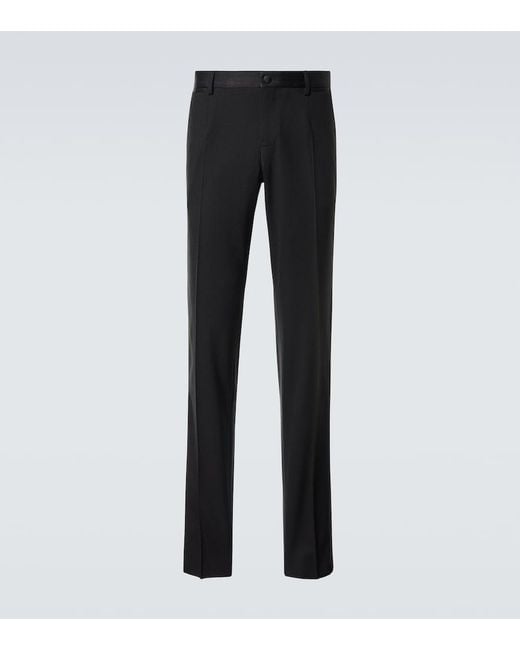 Dolce & Gabbana Black Wool And Silk-Blend Tuxedo Pants for men
