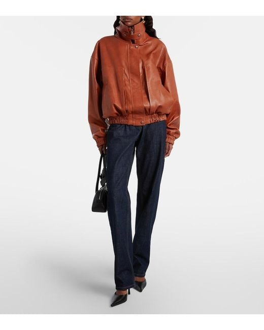 Magda Butrym Red Leather Blouson Jacket