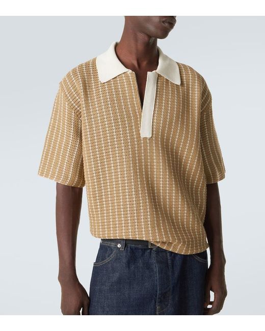 Jil Sander Natural Knitted Cotton Polo Shirt for men