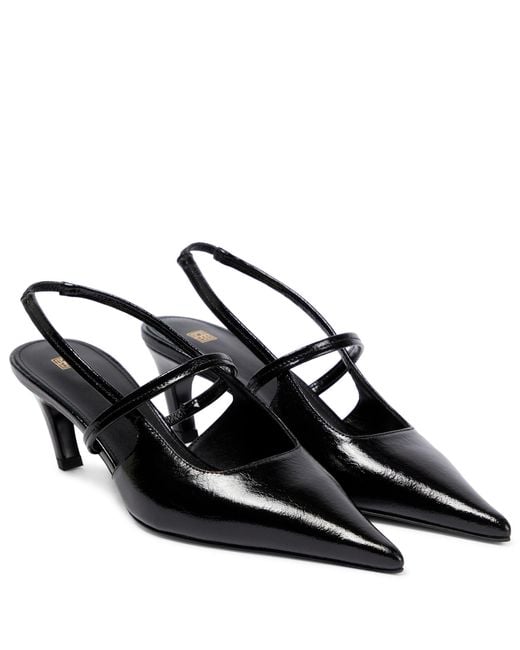 Totême The Sharp Leather Slingback Pumps in Black | Lyst