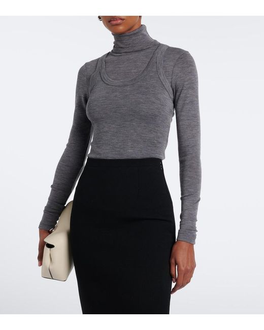 Rohe Gray Wool Jersey Turtleneck Top