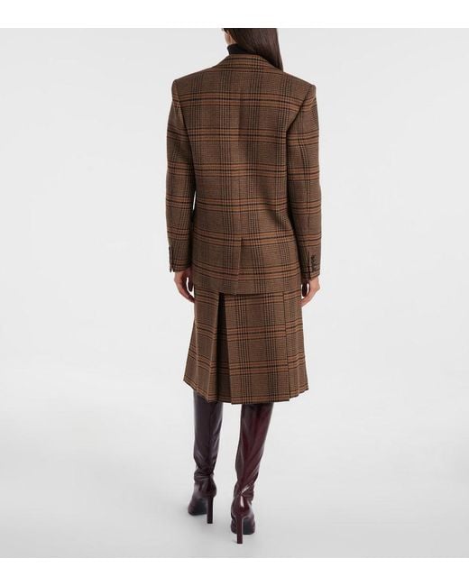 Saint Laurent Brown Checked Wool Blazer