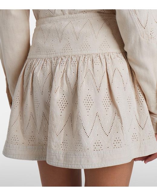 Isabel Marant Natural Kelise Broderie Anglaise Cotton Miniskirt
