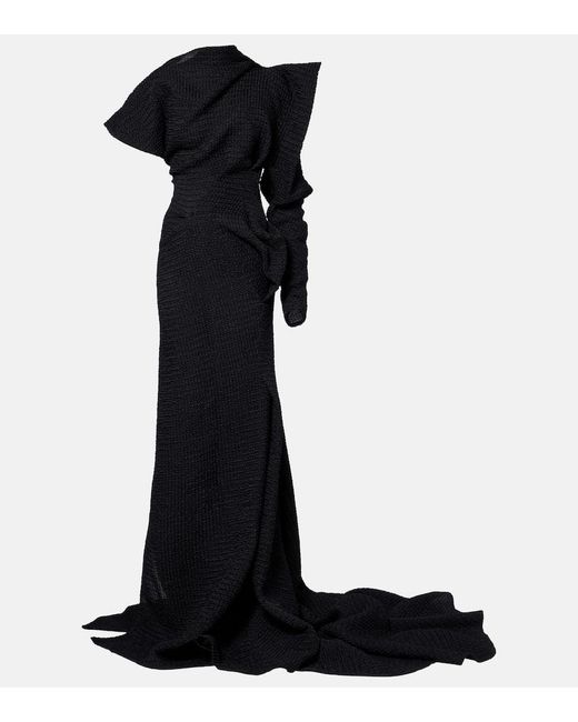 Maticevski Black Lyra Asymmetric Draped Gown