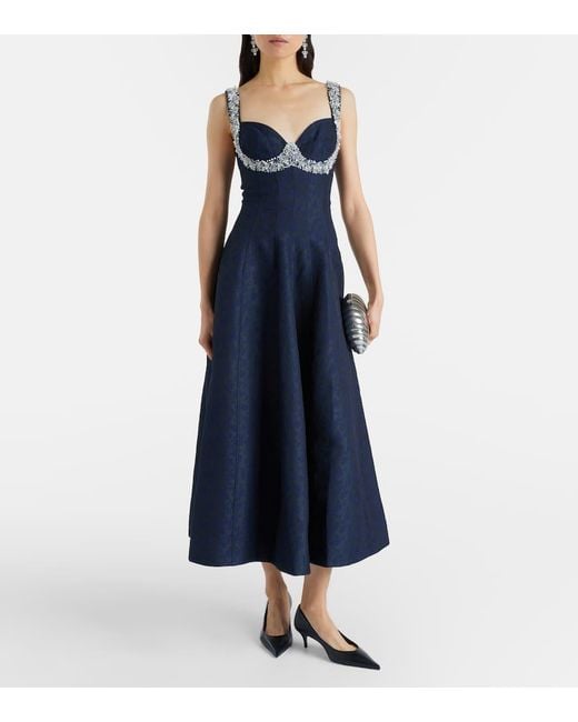 Vestido Midi Charlotte De Jacquard Adornado Jonathan Simkhai de color Blue