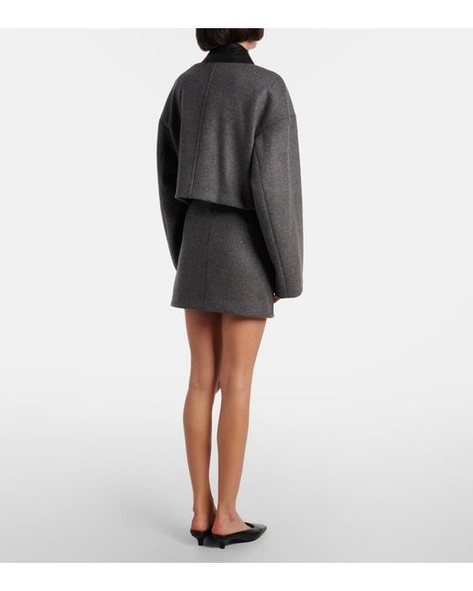 Sportmax Gray Vacuo Cropped Virgin Wool Jacket