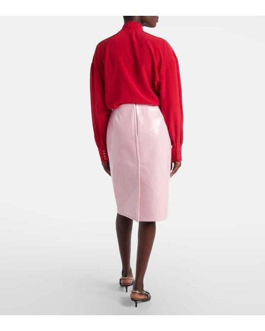 Gucci Pink Patent Leather Pencil Skirt