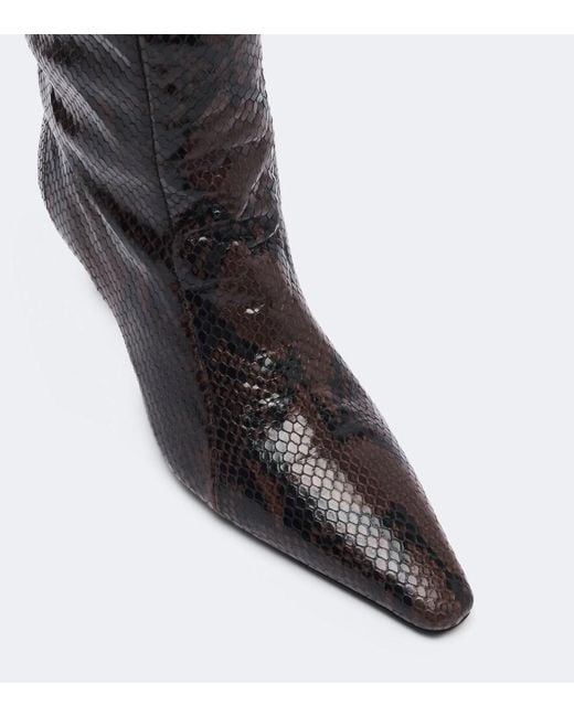 Jude Black Cave Snake-Effect Leather Ankle Boots