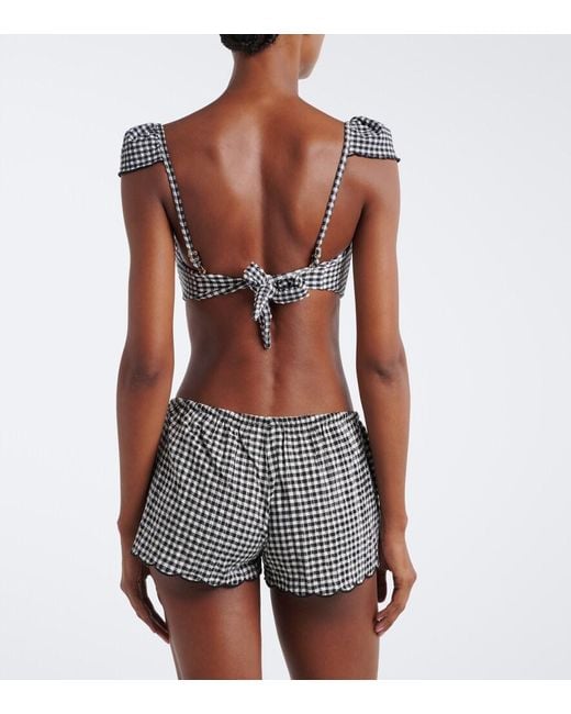 Montce Blue Cabana Gingham Seersucker Bikini Top