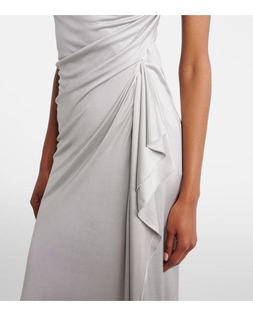 Versace White Medusa Draped Jersey Cocktail Dress