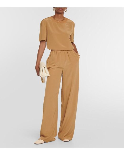 Pantalon Ample Soie Hulin En Crepe De Soie Joseph en coloris Natural