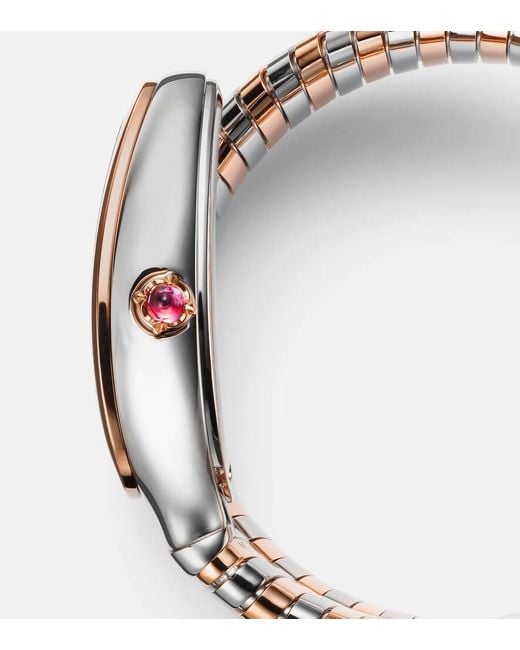 BVLGARI Metallic Uhr Serpenti Tubogas Mit 18Kt Rosegold Und Rubellit
