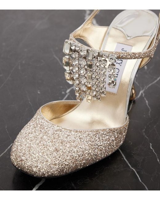 Jimmy Choo Metallic Verity 95 Glitter Pumps