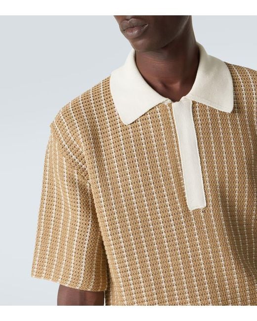 Jil Sander Natural Knitted Cotton Polo Shirt for men