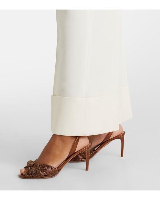 Aquazzura Brown Italian Flirt 75 Embellished Leather Sandals