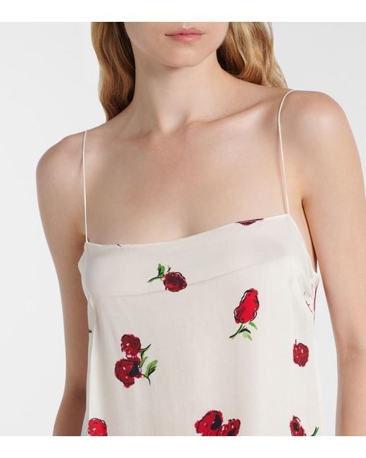Khaite Pink Sicily Printed Twill Slip Dress