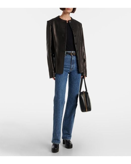 Staud Black Jodie Leather Platform Ankle Boots