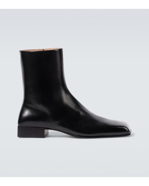 Bottega Veneta Black Leather Jim Ankle Boots for men
