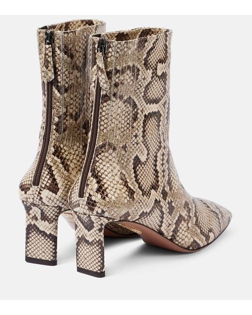 Aquazzura Brown Blade Snake-Effect Leather Ankle Boots