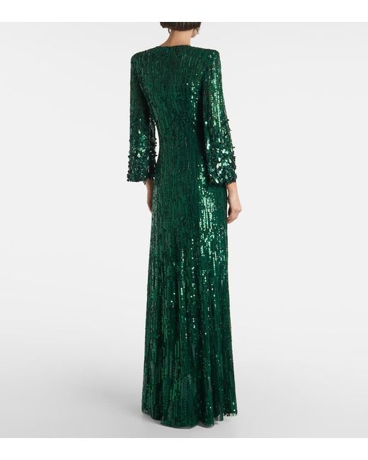 Jenny Packham Green Nymph Sequined Gown