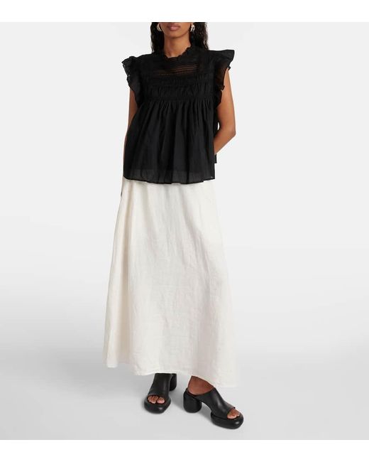 Blusa Inessa de algodon con volantes Velvet de color Black