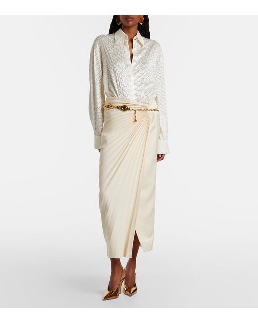 Roberto Cavalli Natural Pleated Midi Skirt