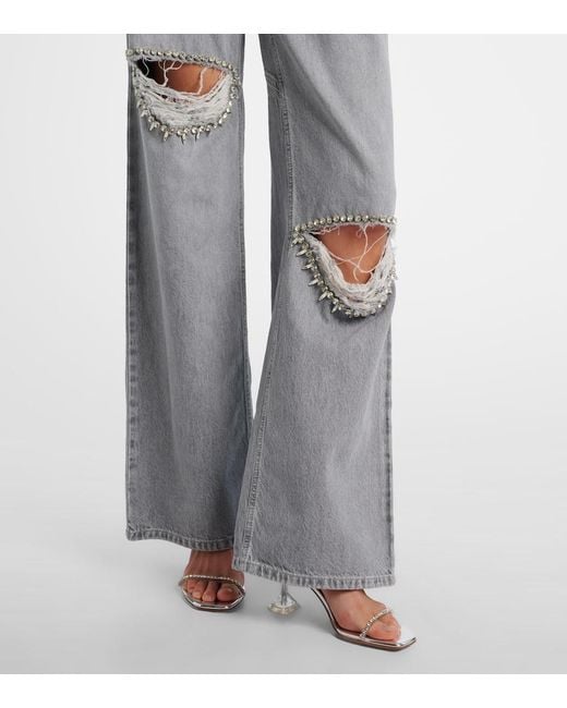 Area Gray Wide-Leg Jeans Mit Kristallen