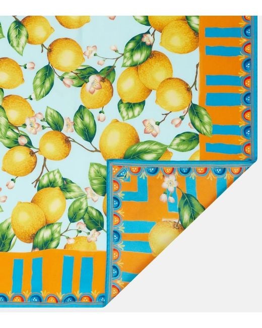 Dolce & Gabbana Blue Printed Silk Twill Scarf