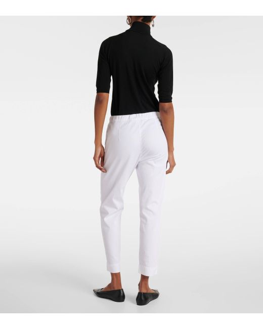 Max Mara White Leisure Terreno Cotton-blend Slim Pants