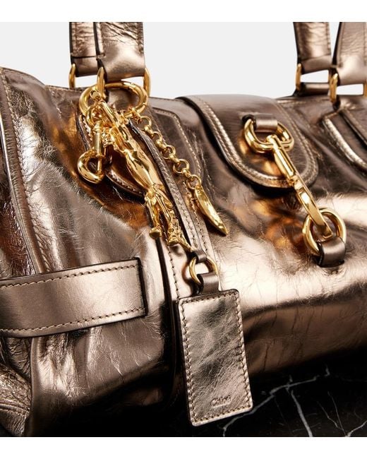 Chloé Natural Kerala 25 Large Metallic Leather Tote Bag