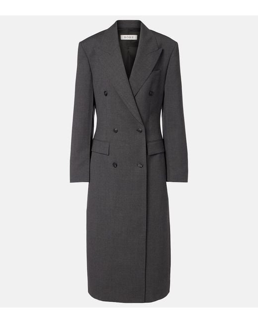 Rohe Black Double-Breasted Virgin Wool Coat