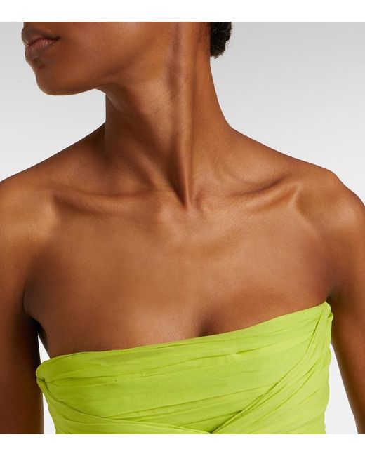 Blumarine Green Ruffled Georgette Maxi Dress